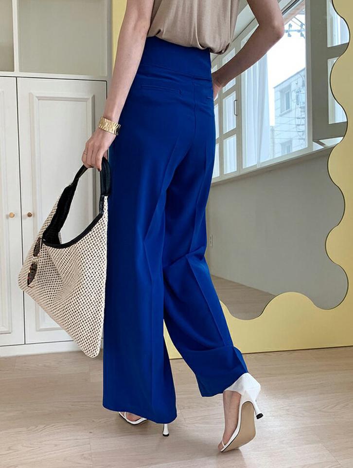 カラーワイドパンツ・全3色・t68885 レディース 【pt】 パンツ ズボン ロングパンツ ストレート 単色 無地 シンプル カジュアル ベーシック 春 夏 秋 韓国ファッション ハイホリHIHOLLI