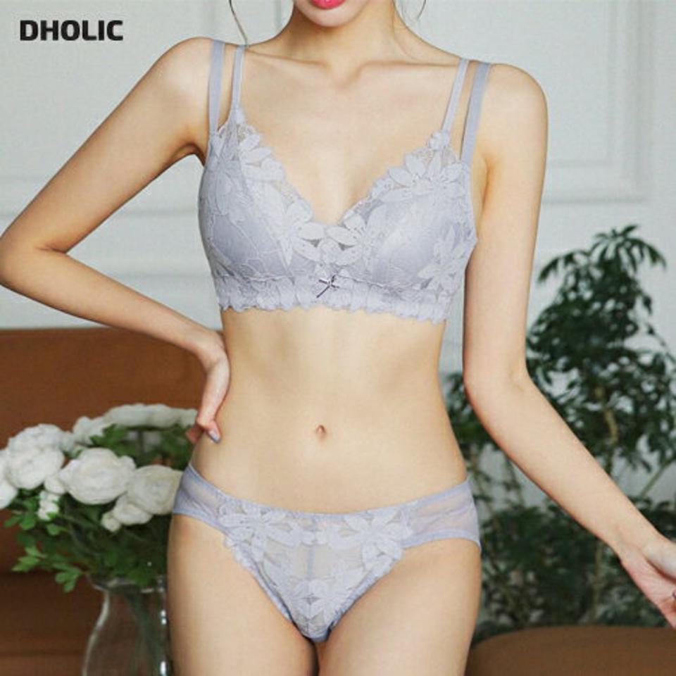 リーフシアーレースブラ&ショーツSET・全3色・d44683 レディース 【uw】 下着 アンダーウェア ランジェリー セット ブラジャー ショーツ パンツ レース 総レース リーフ柄 シンプル 透け感 シアー パッド一体型 ノンワイヤー 大人 韓国 ファッション