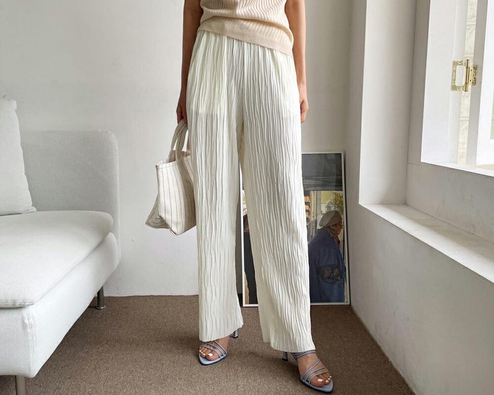 リンクルワイドストレートパンツ・全5色・t62249 レディース 【pt】 パンツ ズボン ロングパンツ 長ズボン ワイド ストレート リンクル ウエストゴム 上品 フェミニン 春 夏 秋 韓国 ファッション