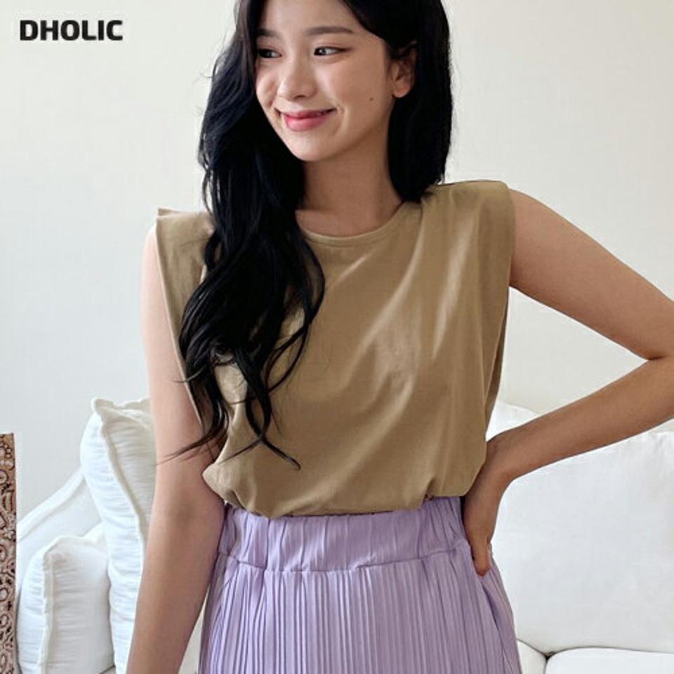 ラウンドノースリーブ・全4色・e00016 レディース 【tops】 トップス スリーブレス ノースリーブ 単色 無地 シンプル ベーシック カジュアル ラフ 春 夏 韓国ファッション NIJU