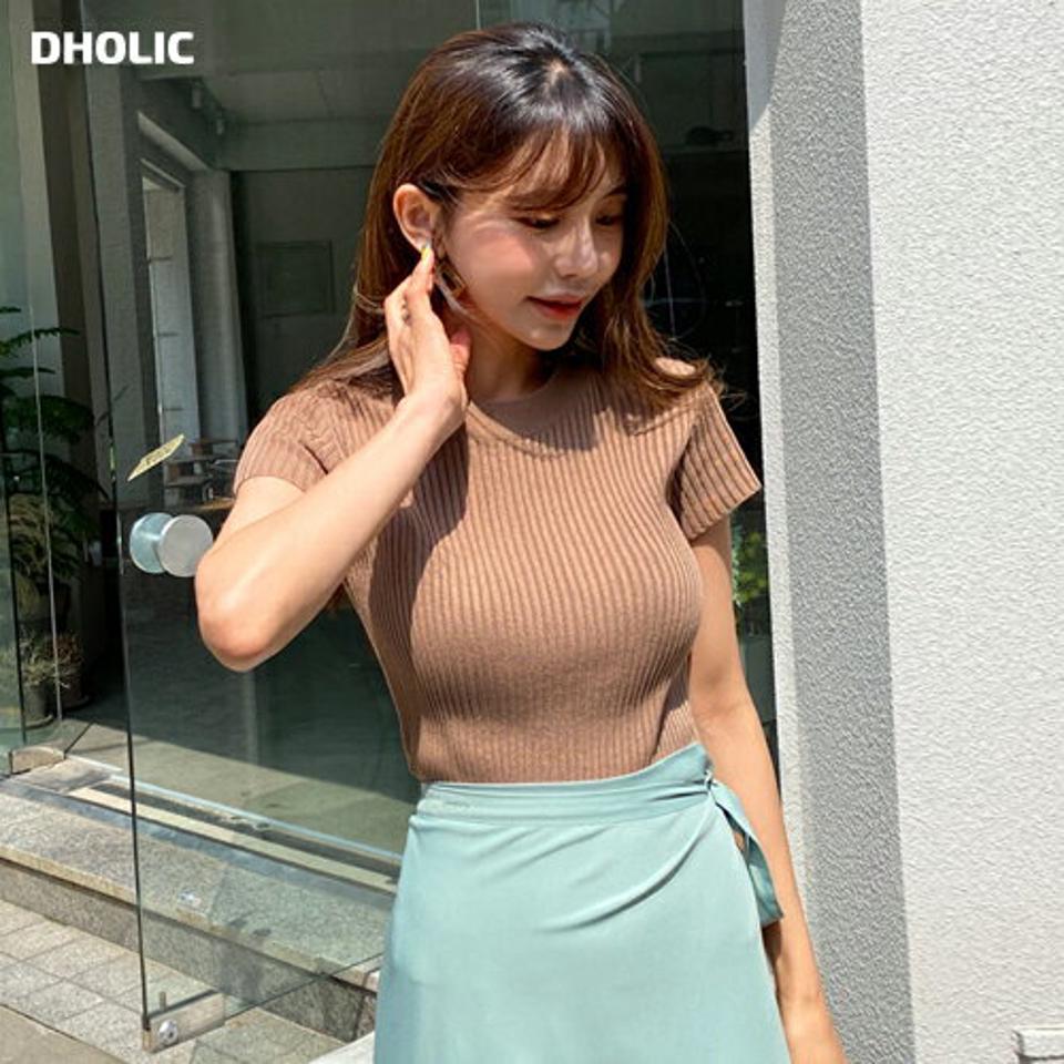 ≪人気商品再入荷≫ショートスリーブリブニット・全5色・b63955 レディース 【tops】 トップス ニット ニットトップス リブ リブトップス ショートスリーブ 半袖 単色 無地 シンプル カジュアル ラフ 春 夏 サマーニット 韓国ファッション