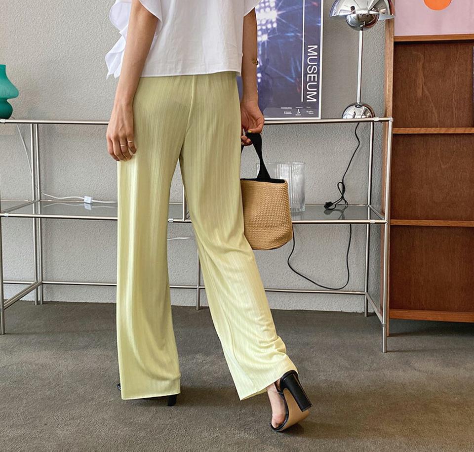 リネン混プリーツワイドパンツ・全4色・t63976 レディース 【pt】 パンツ ズボン ロングパンツ ワイド プリーツ リネン 単色 シンプル カジュアル ラフ 春 夏 韓国 ファッション