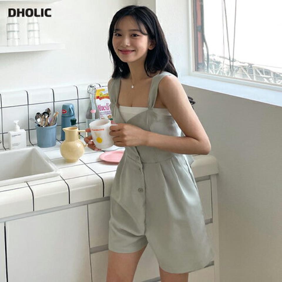 ハートネックショートオールインワン・全3色・e00022 レディース 【pt】 オールインワン ショート丈 パンツ ズボン ショートパンツ 短パン スリーブレス ノースリーブ レイヤード ハートネック カジュアル 春 夏 韓国ファッション NIJU