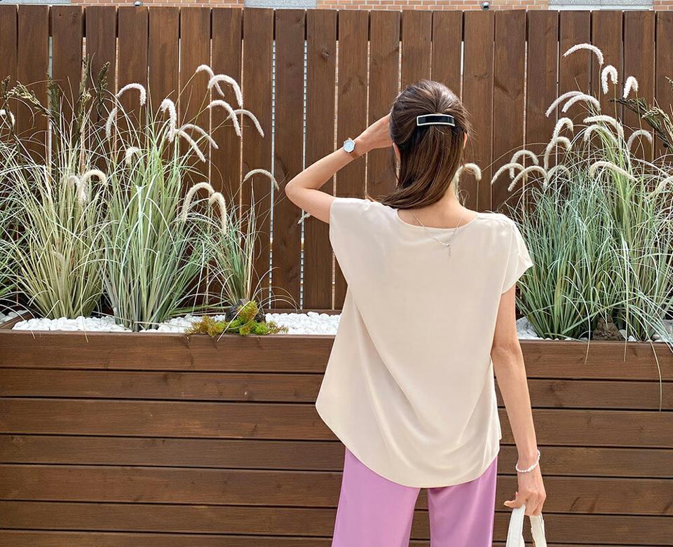 ≪人気商品再入荷≫Vネックツイストブラウス・全8色・b57547 レディース 【bl】 トップス ブラウス ツイスト Vネック フレンチスリーブ ショートスリーブ 単色 無地 シンプル フェミニン オフィスカジュアル 春 夏 韓国ファッション