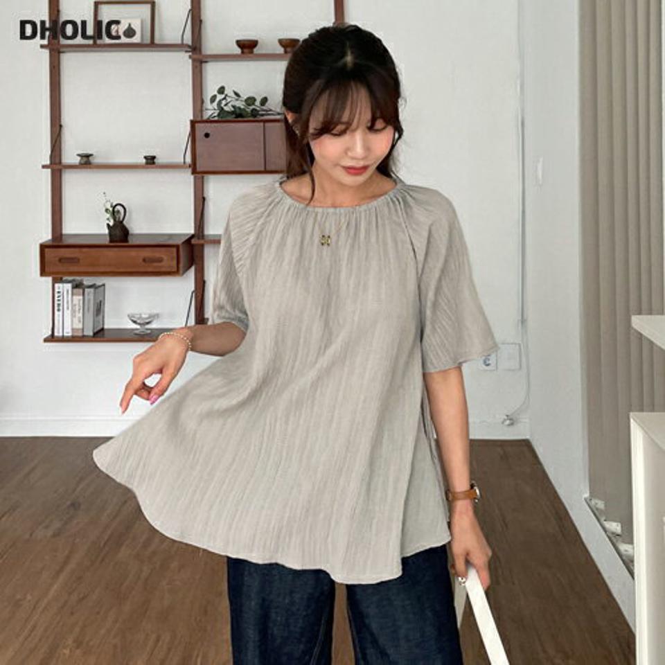 【全品10%OFF】ラグランギャザーブラウス・全4色・b57551 レディース 【bl】【トップス ブラウス 半袖 ハーフスリーブ ギャザー プリーツ シンプル フレア フェミニン ラグラン 春 夏 韓国 ファッション】