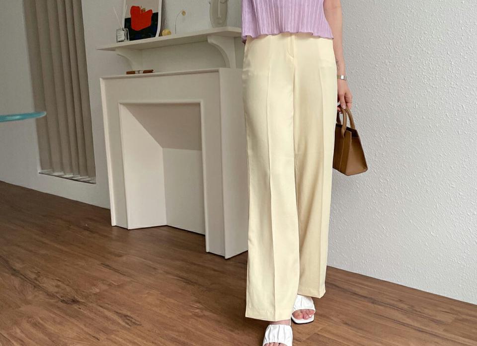 ロングストレートスリットスラックス・全3色・t57566 レディース 【pt】 スラックス パンツ ズボン ロングパンツ スリット ストレート 単色 無地 シンプル カジュアル 春 夏 韓国 ファッション