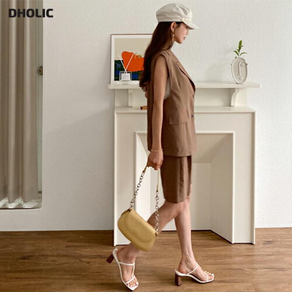 カラーミドルベスト&ワンタックハーフパンツSET・全2色・t57555 レディース 【pt】 セットアップ setup ベスト スリーブレス ノースリーブ パンツ ズボン ハーフパンツ 半ズボン 単色 無地 シンプル ベーシック カジュアル ラフ 春 夏 韓国 ファッション