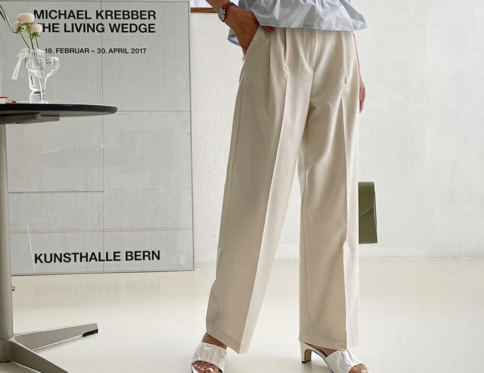 ツータックスラックス・全3色・t57508 レディース 【pt】 韓国 ファッション ボトムス ロング ロングパンツ スラックス ベーシック スリム オフィス オフィスカジュアル 足長 ストレート 大人 10分丈 体型カーバー 細身 美脚 夏 春