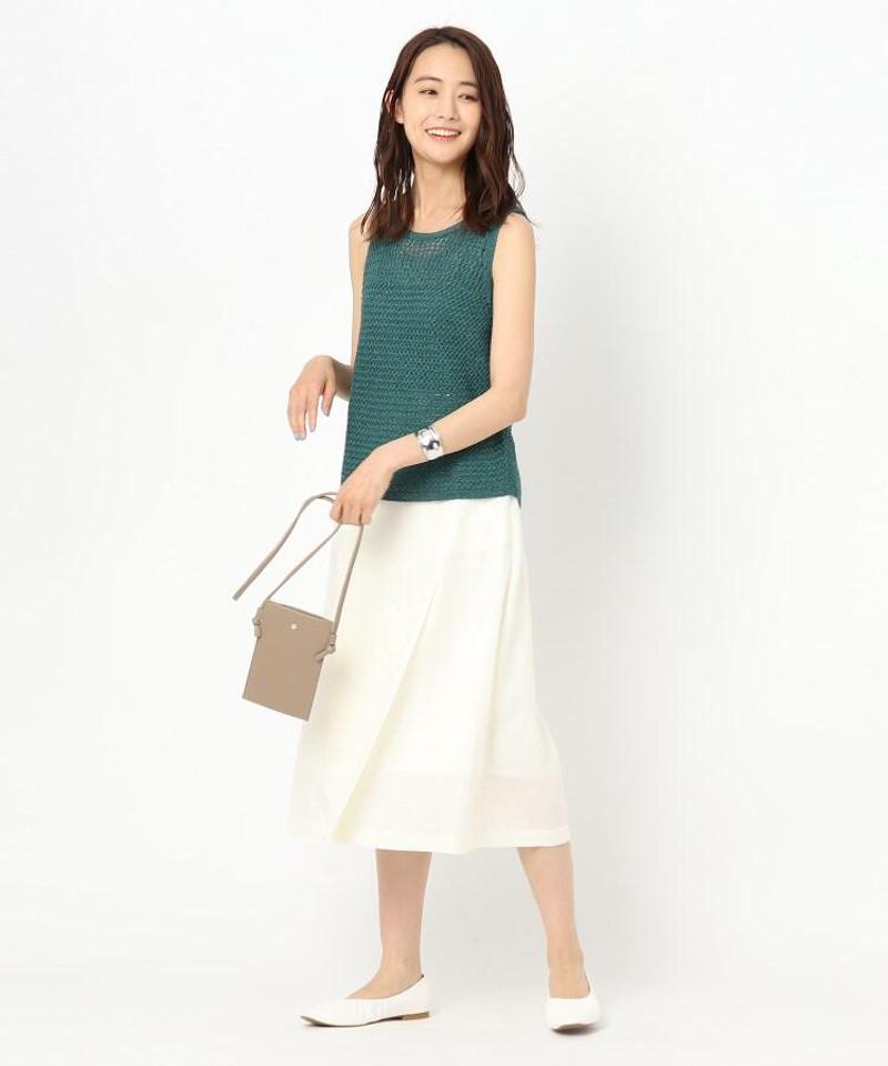 ペーパーリネン混ノースリーブニット