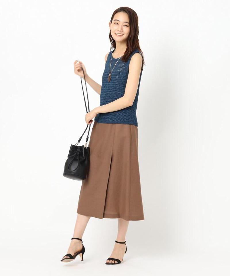 ペーパーリネン混ノースリーブニット