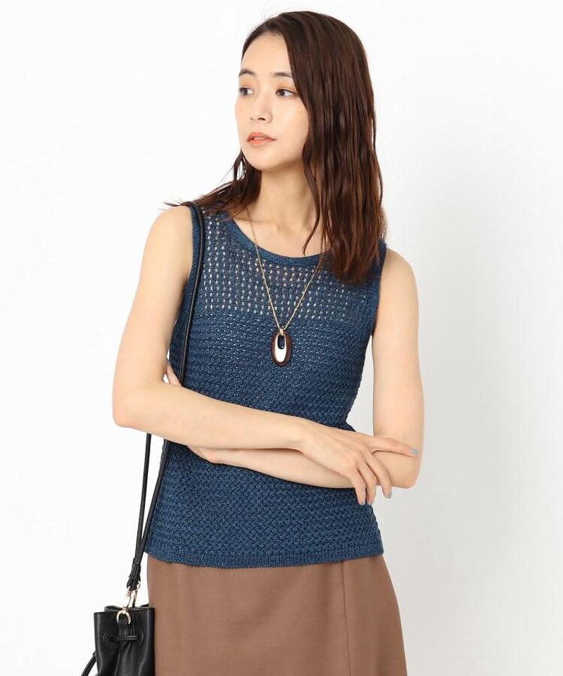 ペーパーリネン混ノースリーブニット