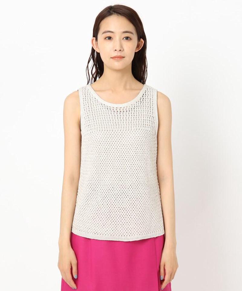 ペーパーリネン混ノースリーブニット