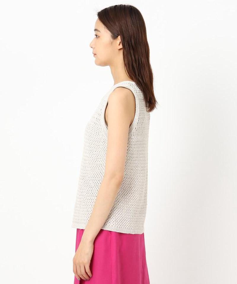 ペーパーリネン混ノースリーブニット