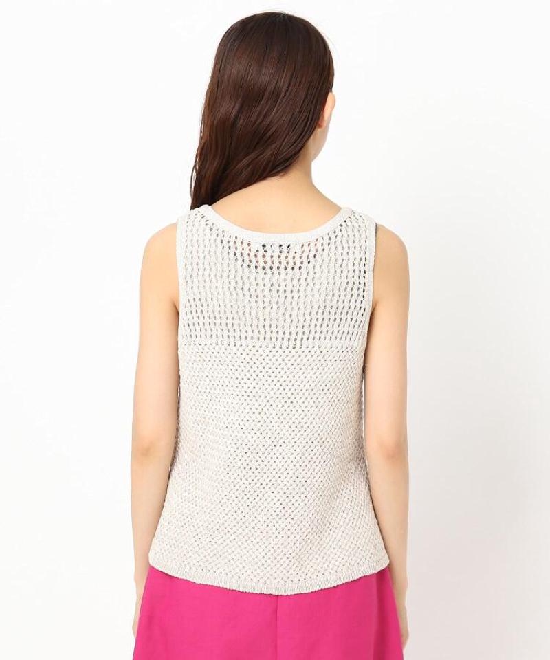 ペーパーリネン混ノースリーブニット