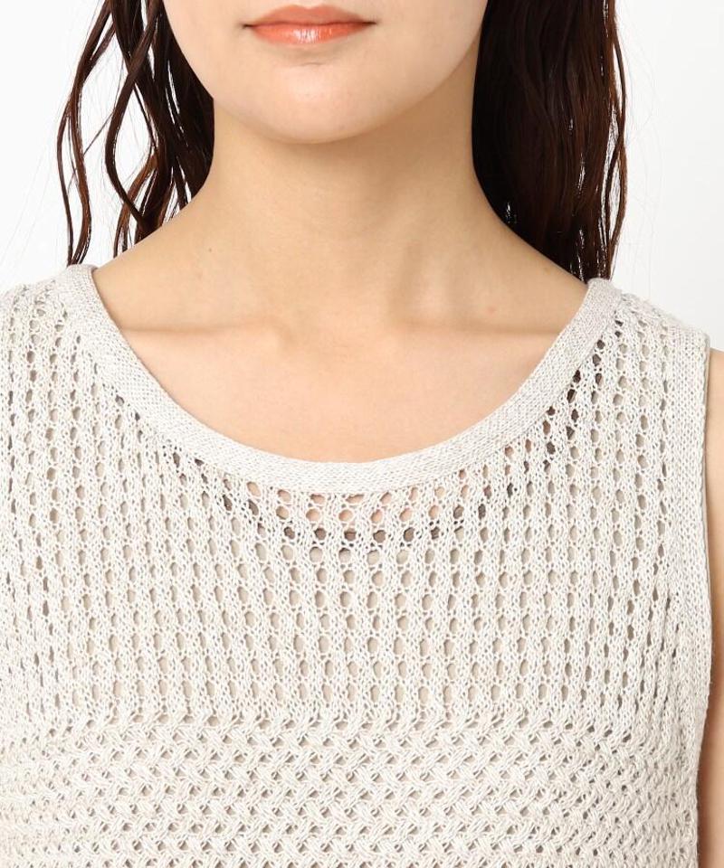 ペーパーリネン混ノースリーブニット