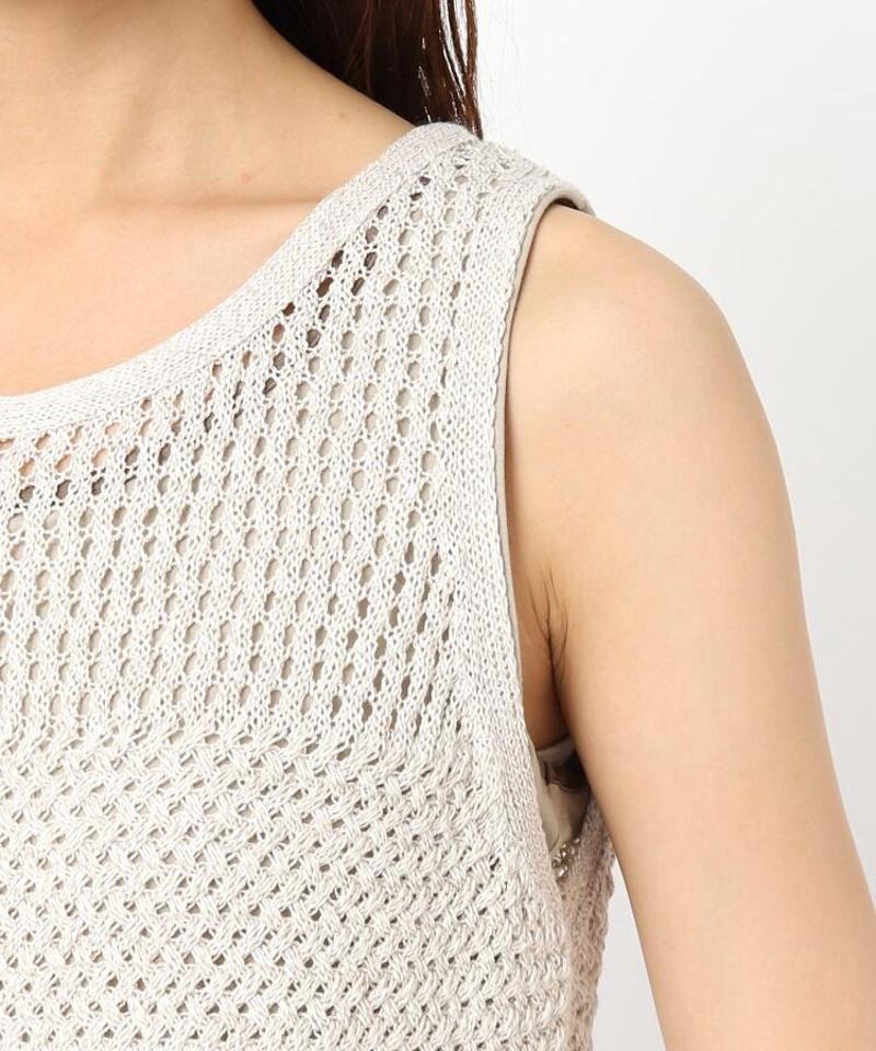 ペーパーリネン混ノースリーブニット