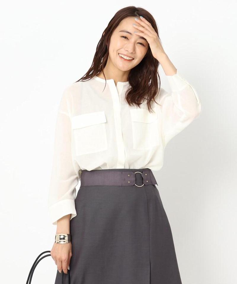 コットン混ボイルフラップシャツ