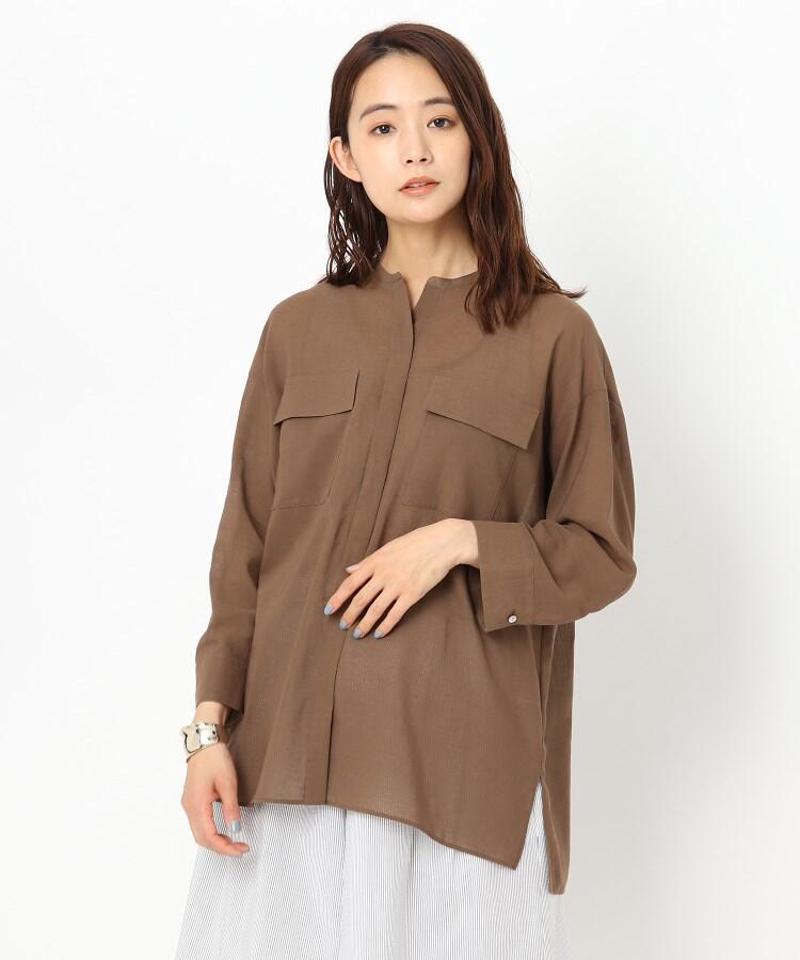 コットン混ボイルフラップシャツ