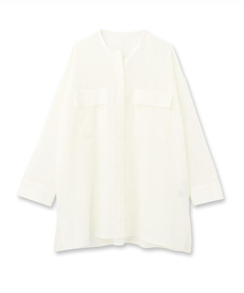 コットン混ボイルフラップシャツ