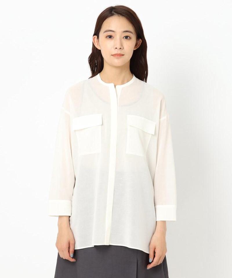 コットン混ボイルフラップシャツ