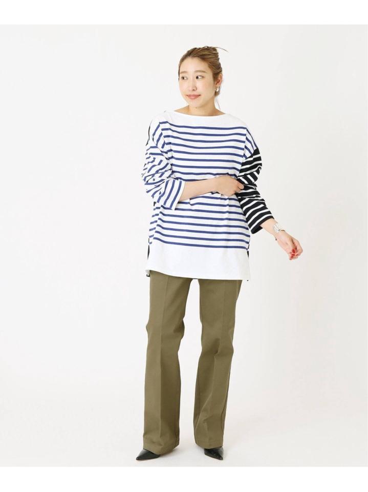 <<追加予約>>【INSCRIRE /アンスクリア】 BORDER BIG BOAT NECK:カットソー◆2（JOURNAL STANDARD L'ESSAGE）