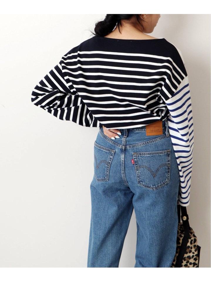<<追加予約>>【INSCRIRE /アンスクリア】 BORDER BIG BOAT NECK:カットソー◆2（JOURNAL STANDARD L'ESSAGE）