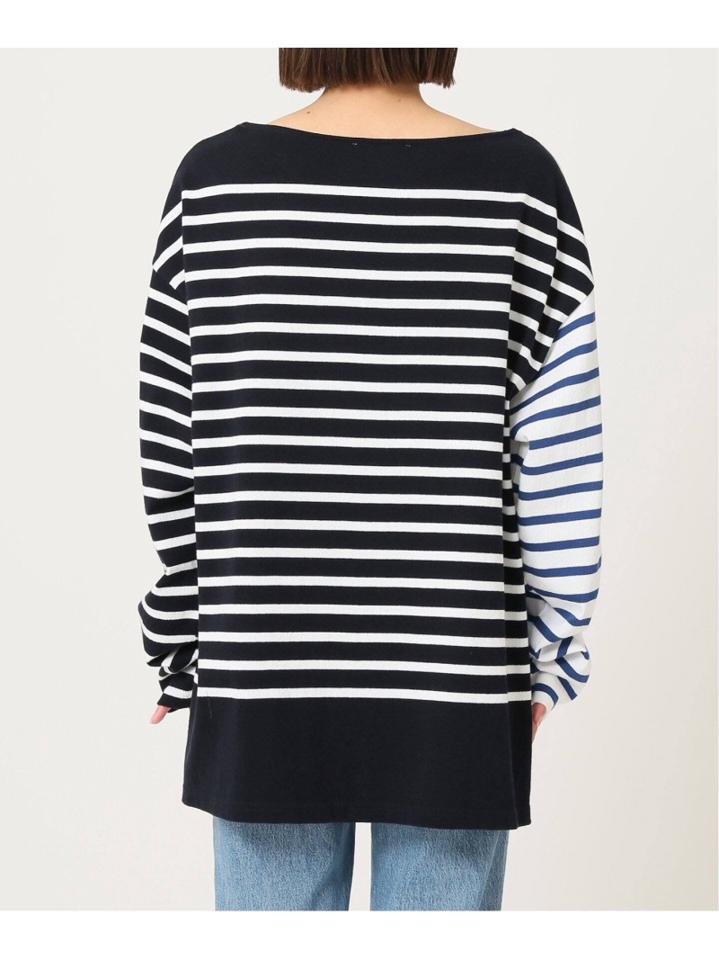 <<追加予約>>【INSCRIRE /アンスクリア】 BORDER BIG BOAT NECK:カットソー◆2（JOURNAL STANDARD L'ESSAGE）