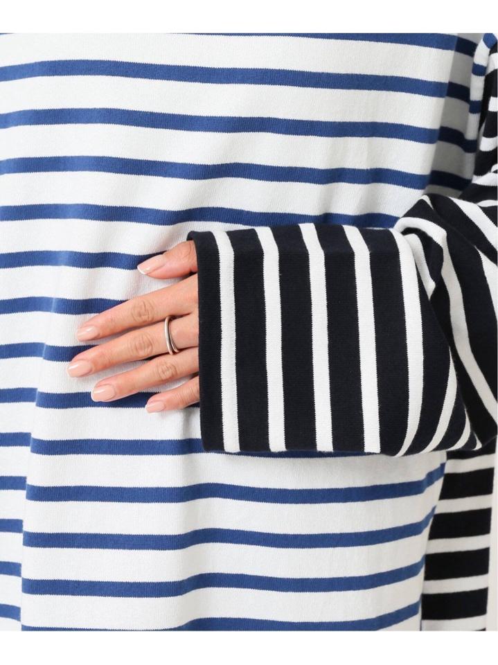 <<追加予約>>【INSCRIRE /アンスクリア】 BORDER BIG BOAT NECK:カットソー◆2（JOURNAL STANDARD L'ESSAGE）
