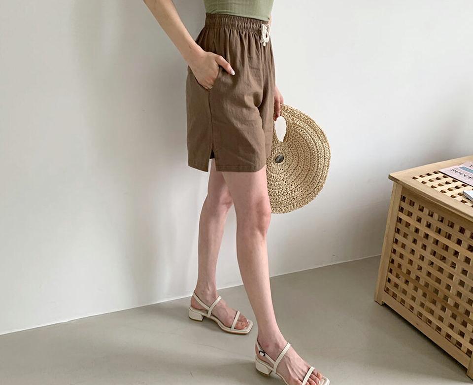 ドロストショートパンツ・全4色・t65555 レディース 【pt】 パンツ ズボン ショートパンツ 短パン 単色 無地 シンプル ベーシック ウエストゴム ドロスト カジュアル ラフ 春 夏 韓国 ファッション