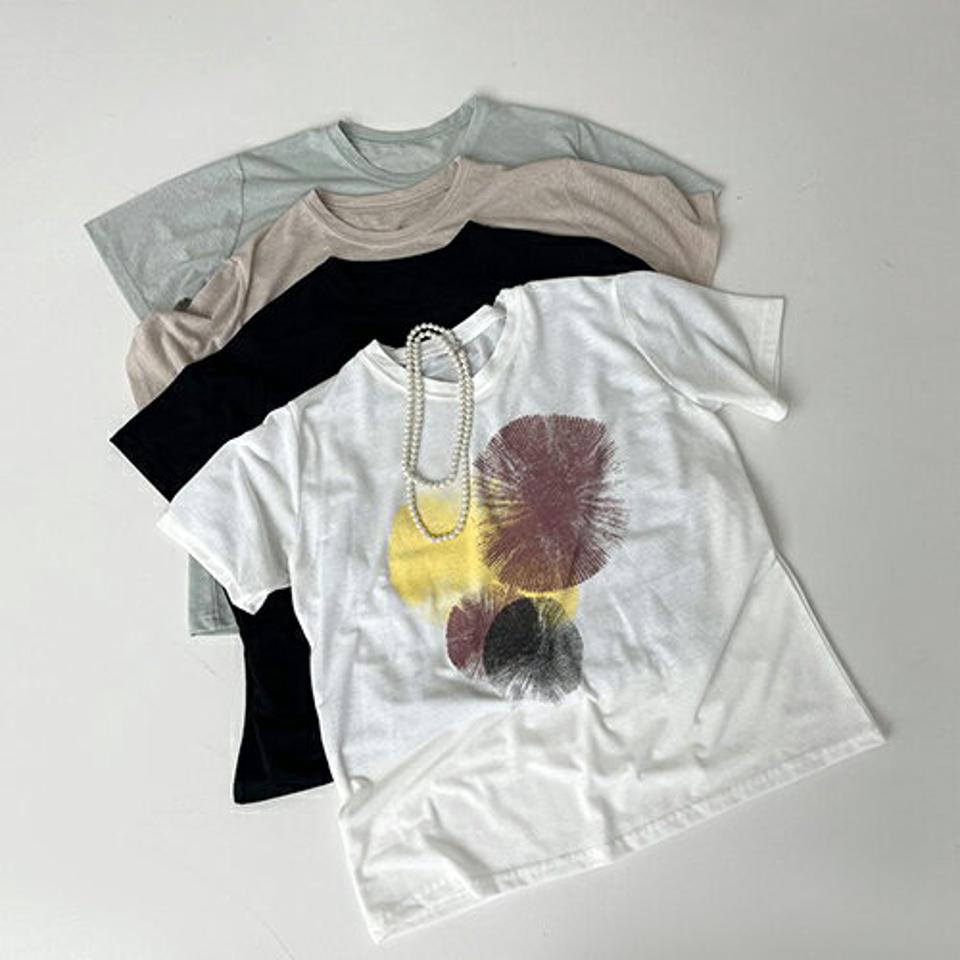 リネン混プリントTシャツ・全4色・b68925 レディース 【tops】 トップス Tシャツ 半袖 ハーフスリーブ プリント リネン カジュアル ラフ 春 夏 韓国 ファッション ハイホリHIHOLLI