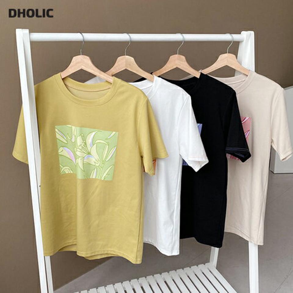 フラワープリントTシャツ・全4色・b65490 レディース 【tops】 トップス Tシャツ 半袖 プリント 花柄 フラワー カジュアル ラフ 春 夏 韓国 ファッション