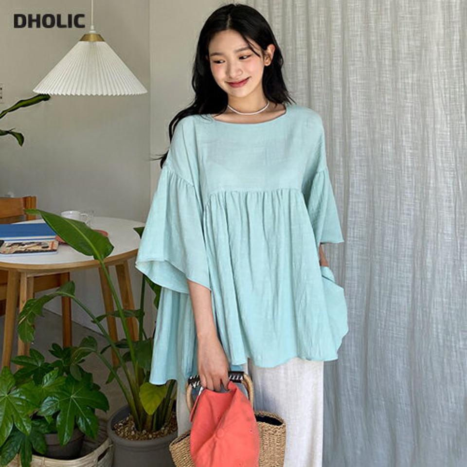 【全品10%OFF】ラウンドネックギャザーブラウス・全3色・t64333 レディース 【bl】【トップス ブラウス 半端丈 七分丈 七分袖 7分丈 7分袖 ラウンドネック ギャザー 単色 無地 シンプル かわいい 可愛い 春 夏 秋 韓国 ファッション】【NIJU】