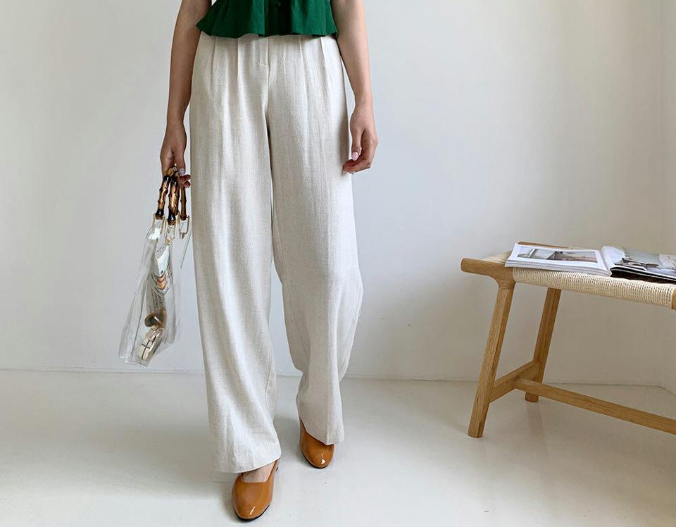 タックウエストゴムパンツ・全3色・t64337 レディース 【pt】 パンツ ズボン ロングパンツ ウエストゴム タック 単色 無地 シンプル ベーシック カジュアル 春 夏 韓国 ファッション NIJU