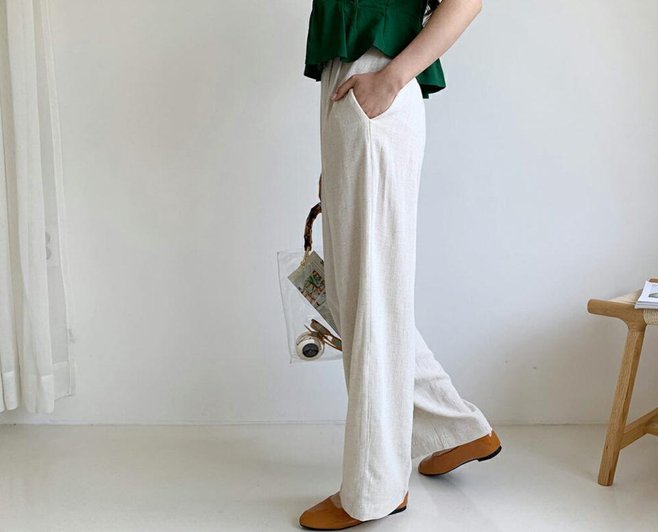 タックウエストゴムパンツ・全3色・t64337 レディース 【pt】 パンツ ズボン ロングパンツ ウエストゴム タック 単色 無地 シンプル ベーシック カジュアル 春 夏 韓国 ファッション NIJU