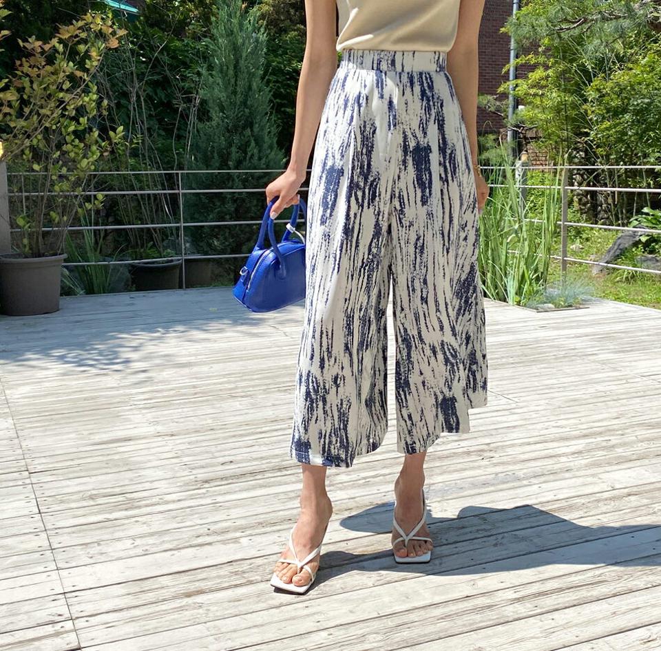 2TYPEパターンフレアパンツ・全4色・b65318 レディース 【pt】 パンツ ズボン ロングパンツ ワイド フレア 総柄 体型カバー カジュアル ラフ 春 夏 韓国 ファッション