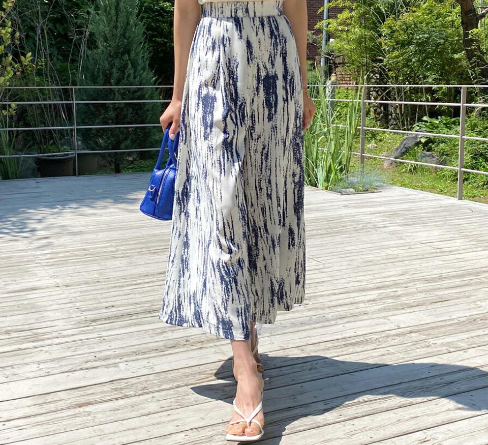 2TYPEパターンフレアパンツ・全4色・b65318 レディース 【pt】 パンツ ズボン ロングパンツ ワイド フレア 総柄 体型カバー カジュアル ラフ 春 夏 韓国 ファッション