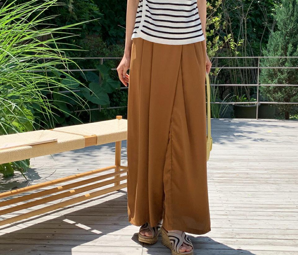 バックルボタンラップパンツ・全5色・t65348 レディース 【pt】 パンツ ズボン ロングパンツ ラップデザイン ラップパンツ 単色 無地 シンプル 大人 カジュアル 春 夏 韓国 ファッション