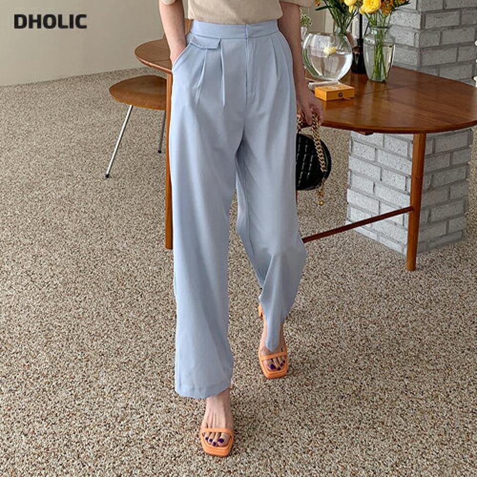 フラップワイドスラックス・全5色・t68918 レディース 【pt】 スラックス パンツ ズボン ロングパンツ ワイド 単色 無地 シンプル ベーシック 大人 カジュアル 春 夏 韓国 ファッション ハイホリHIHOLLI