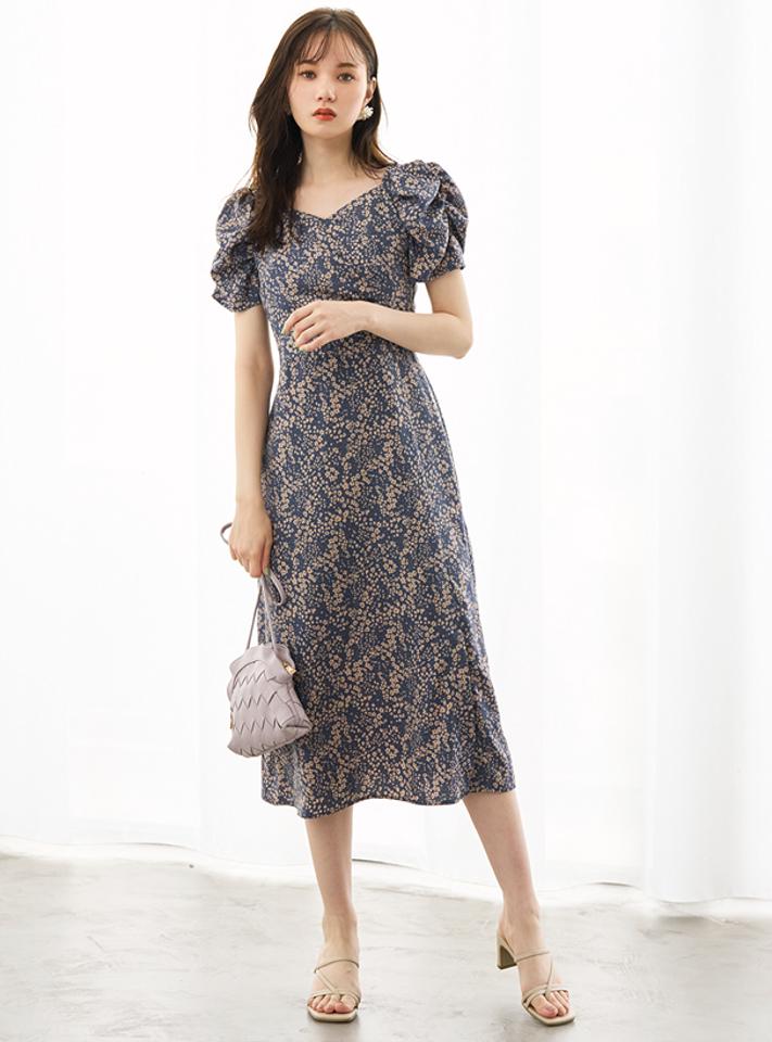 花柄カシュクールサイドスリットワンピース