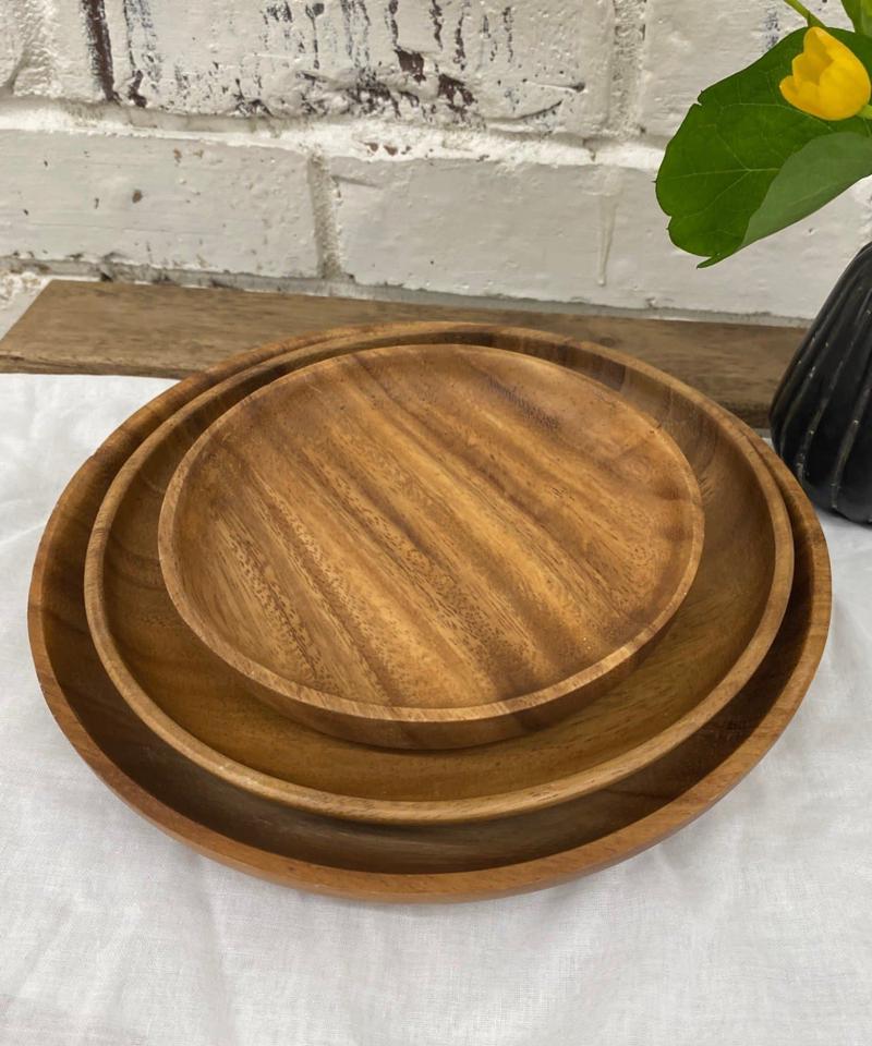 〈木製食器・お皿〉アカシアラウンドトレー L