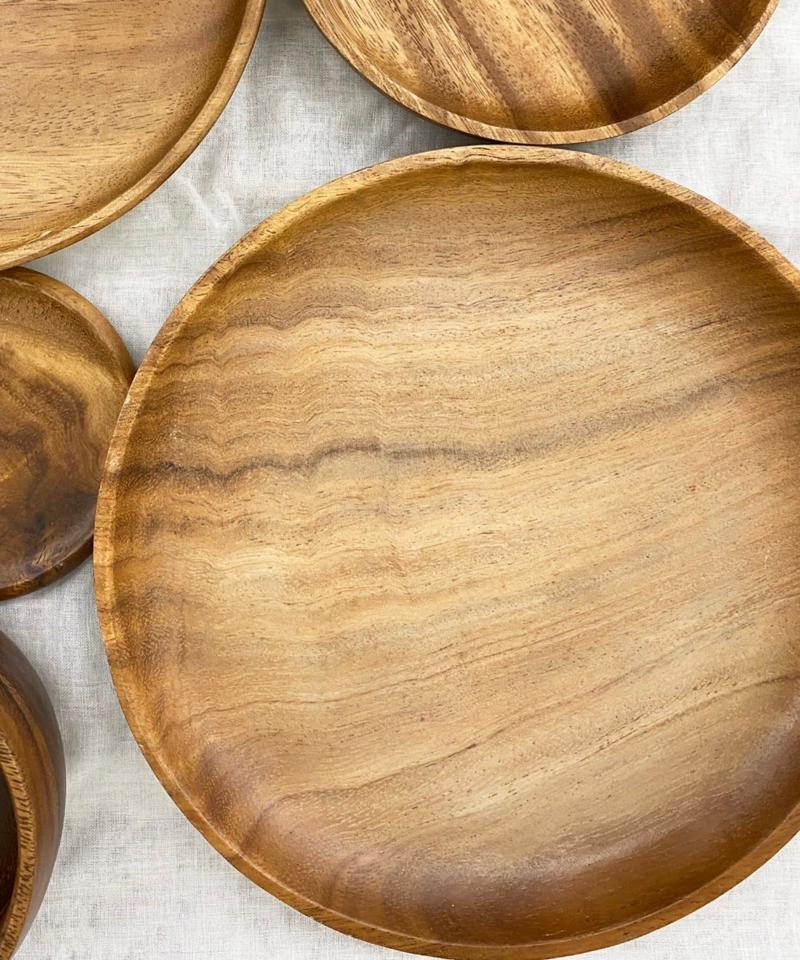 〈木製食器・お皿〉アカシアラウンドトレー L