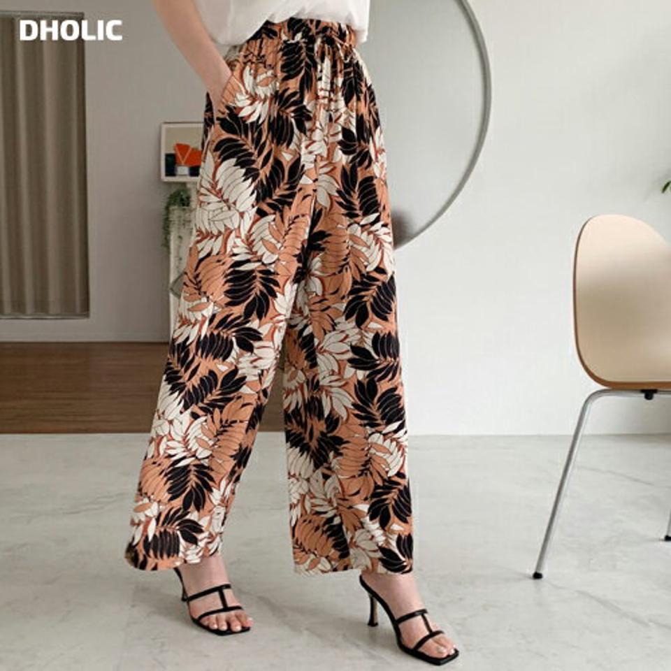 パームツリープリントパンツ・全3色・b69005 レディース 【pt】 韓国 ファッション ボトムス パンツ ロング丈 フールレングス 十分丈 10分丈 ストレート ワイドパンツ 柄 パターン やしのき カジュアル 夏 春 ハイホリ