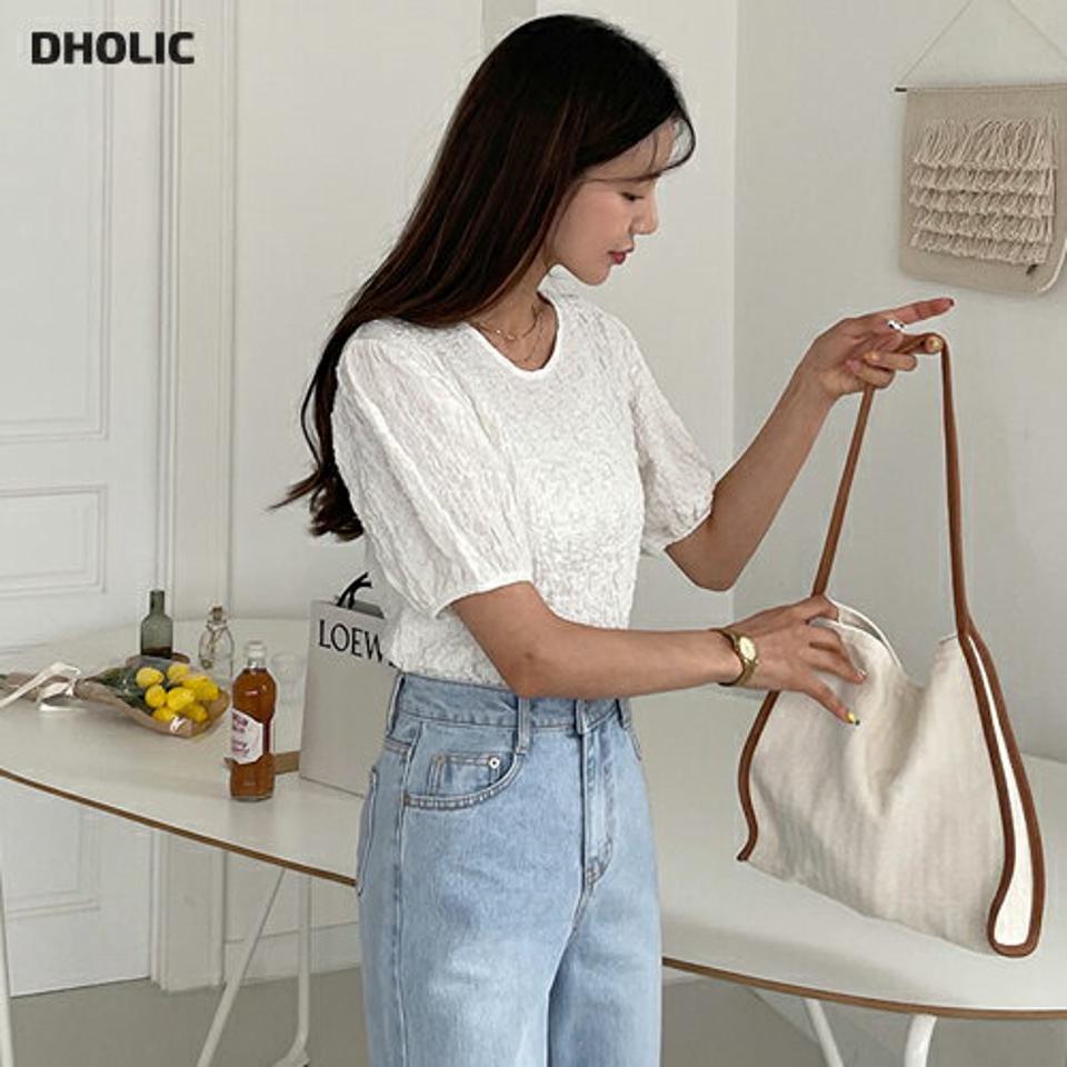 リンクルパフブラウス・全3色・t62308 レディース 【bl】【トップス ブラウス 半袖 ハーフスリーブ パフ袖 パフスリーブ リンクル 単色 シンプル 可愛い かわいい 春 夏 韓国 ファッション】