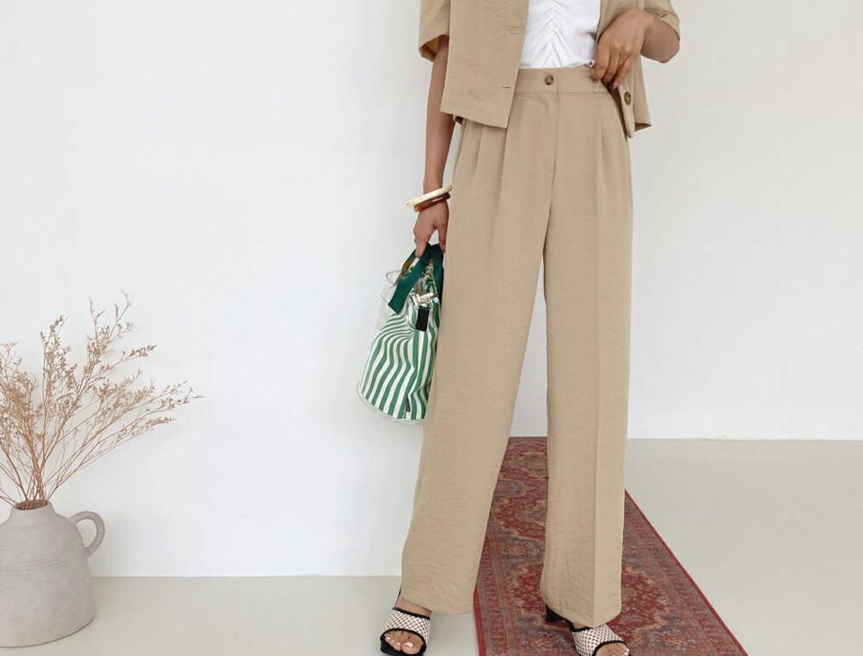 タックワイドパンツ・全3色・t62319 レディース 【pt】 パンツ ズボン ロングパンツ ワイド タック 単色 無地 シンプル 大人 春 夏 韓国 ファッション