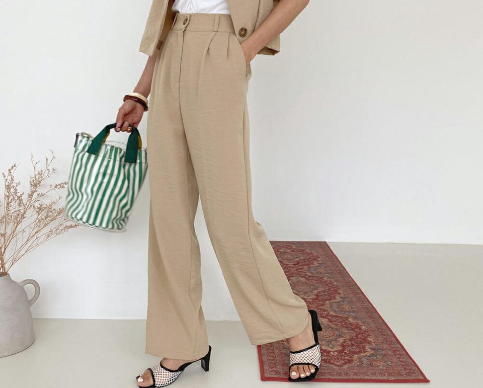 タックワイドパンツ・全3色・t62319 レディース 【pt】 パンツ ズボン ロングパンツ ワイド タック 単色 無地 シンプル 大人 春 夏 韓国 ファッション