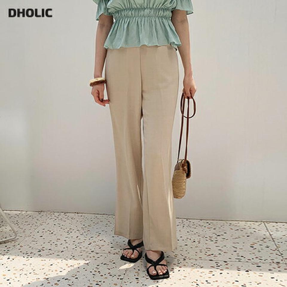 スリットストレートスラックス・全2色・t69006 レディース 【pt】 韓国 ファッション ボトムス パンツ ロング丈 フールレングス 十分丈 10分丈 ストレート ワイド オフィス 仕事 大人 カジュアル 夏 春 ハイホリ