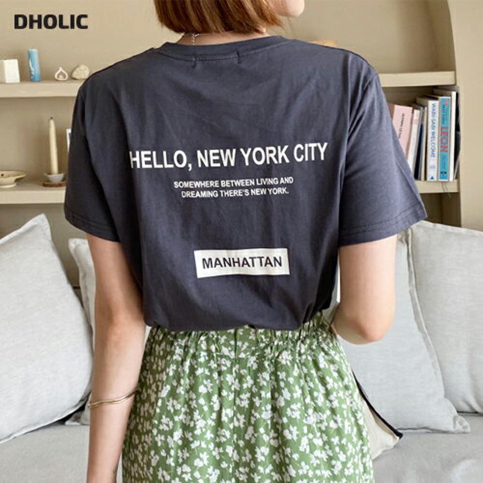 ラウンドレタリングTシャツ・全4色・b62305 レディース 【tops】 トップス Tシャツ 半袖 ハーフスリーブ レタリング ロゴ バックロゴ カジュアル ラフ 春 夏 韓国 ファッション