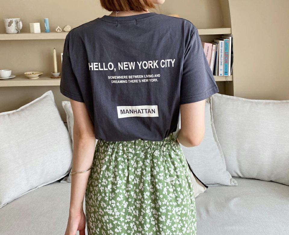ラウンドレタリングTシャツ・全4色・b62305 レディース 【tops】 トップス Tシャツ 半袖 ハーフスリーブ レタリング ロゴ バックロゴ カジュアル ラフ 春 夏 韓国 ファッション