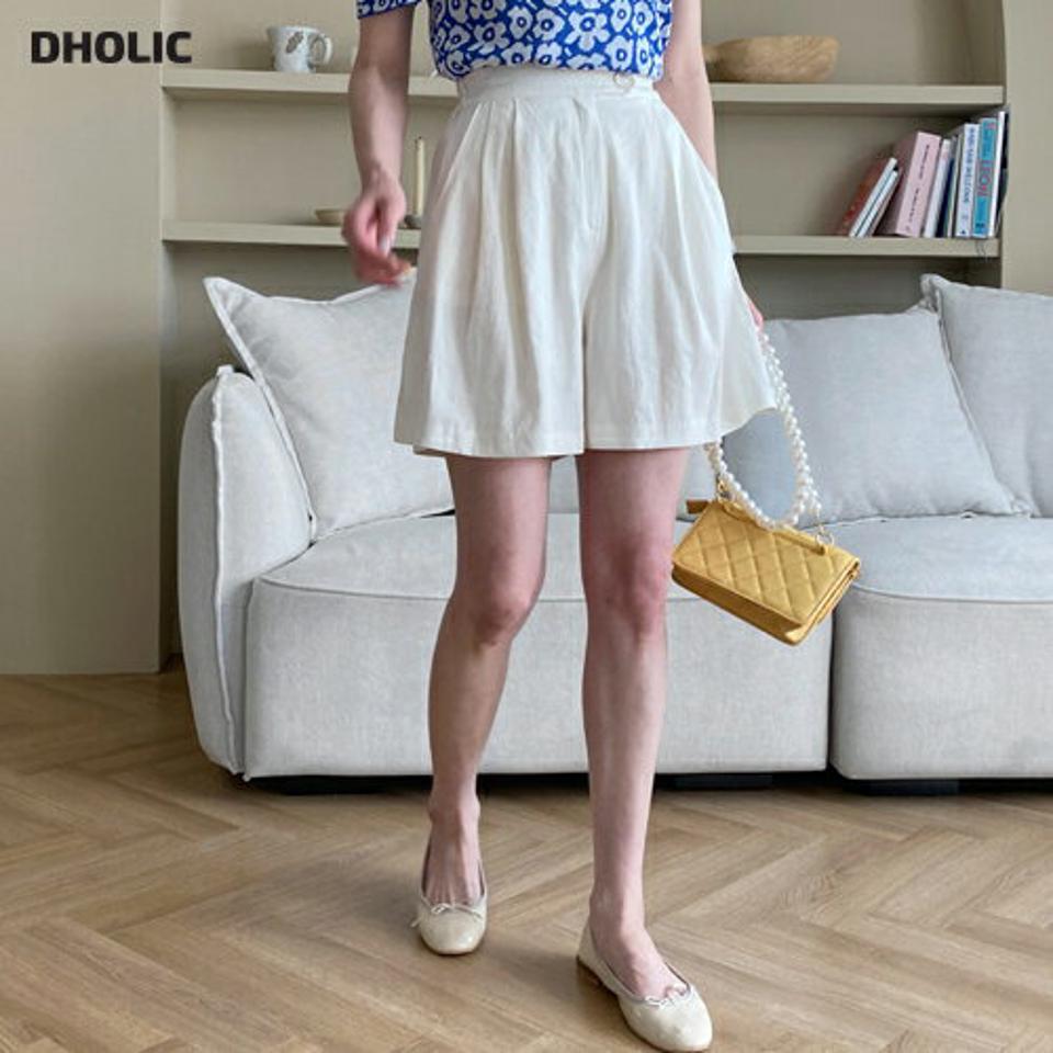 リネン混ハーフワイドパンツ・全3色・b62321 レディース 【pt】 パンツ ズボン ハーフパンツ ショートパンツ 短パン 単色 無地 シンプル ワイド 大人 リネン カジュアル ラフ 春 夏 韓国 ファッション