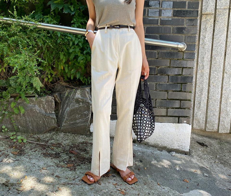 フレアスリットパンツ・全3色・t62335 レディース 【pt】 パンツ ズボン ロングパンツ スリット フレア 単色 無地 シンプル 大人 カジュアル ラフ 春 夏 韓国 ファッション